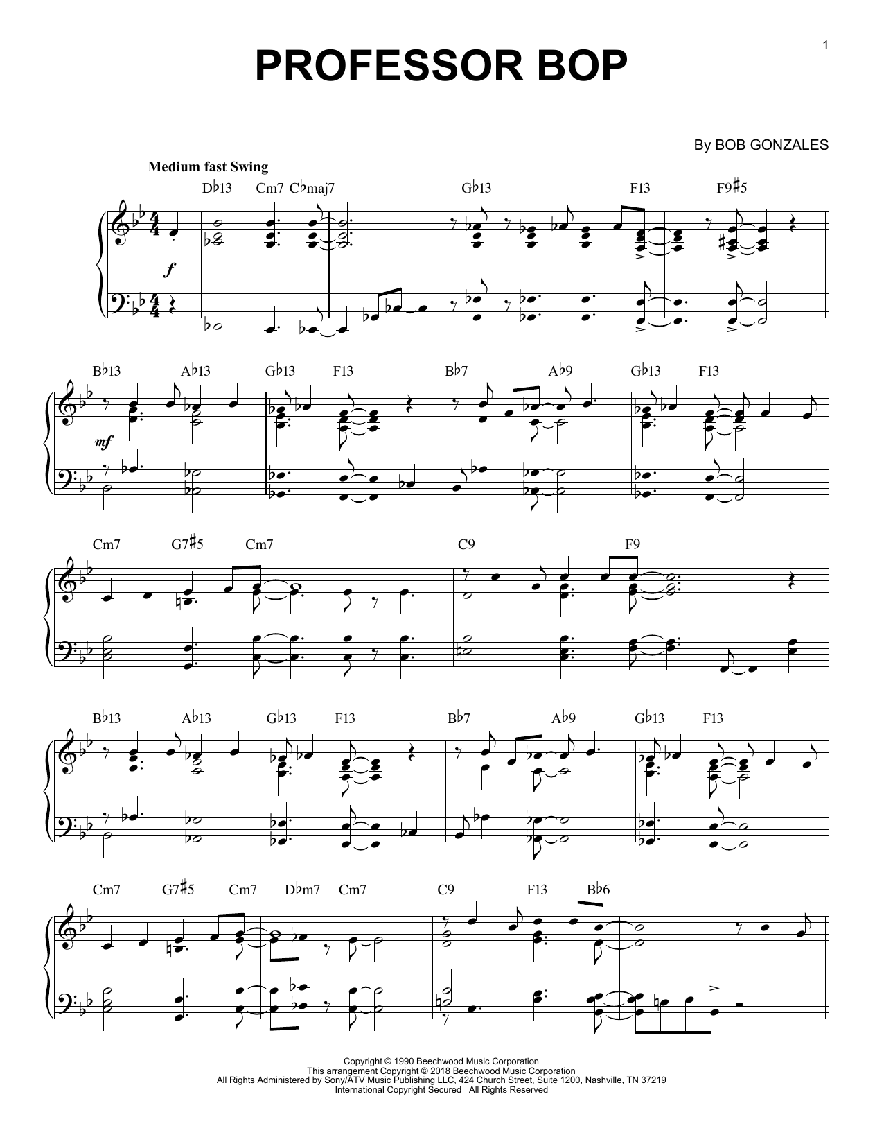 Download Babs Gonzalez Professor Bop Sheet Music and learn how to play Piano PDF digital score in minutes