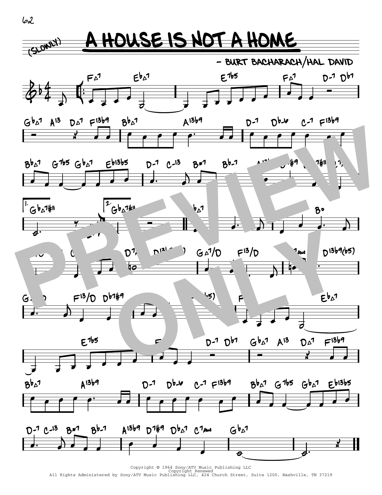 Download Bacharach & David A House Is Not A Home (arr. David Hazeltine) Sheet Music and learn how to play Real Book – Enhanced Chords PDF digital score in minutes