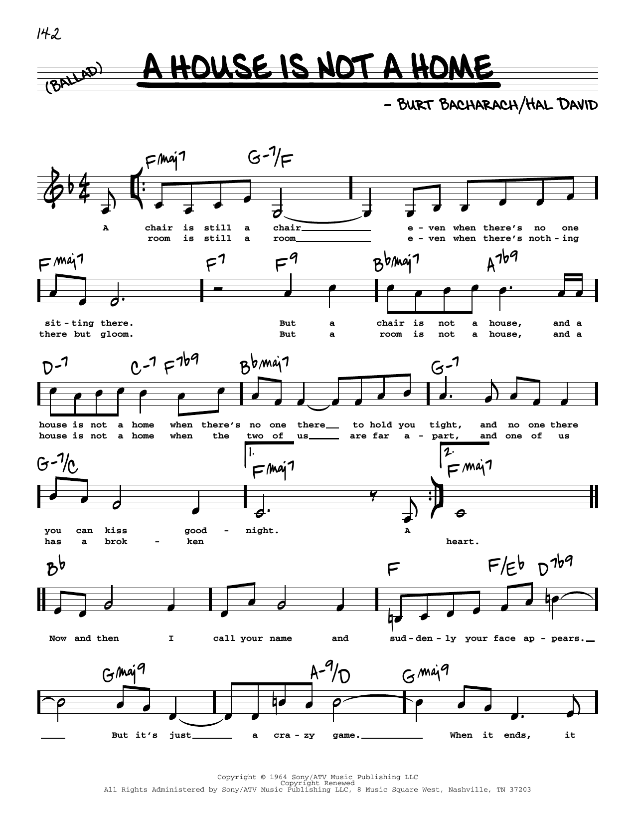 Download Bacharach & David A House Is Not A Home (Low Voice) Sheet Music and learn how to play Real Book – Melody, Lyrics & Chords PDF digital score in minutes