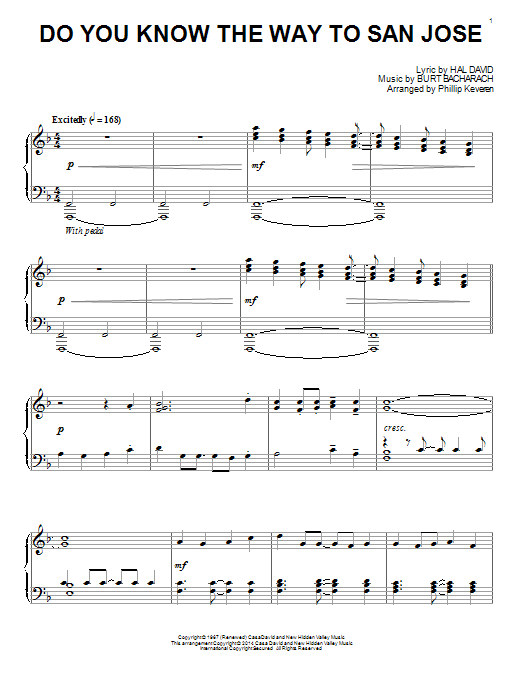 Download Phillip Keveren Do You Know The Way To San Jose Sheet Music and learn how to play Piano PDF digital score in minutes