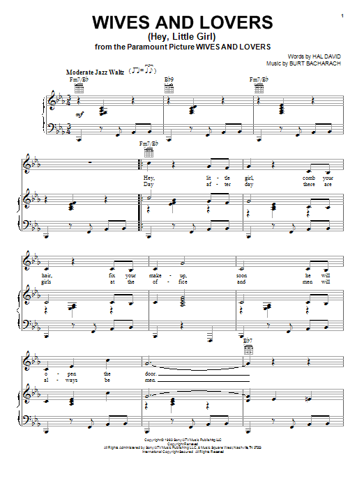 Download Bacharach & David Sheet Music and learn how to play Piano, Vocal & Guitar (Right-Hand Melody) PDF score in minutes
