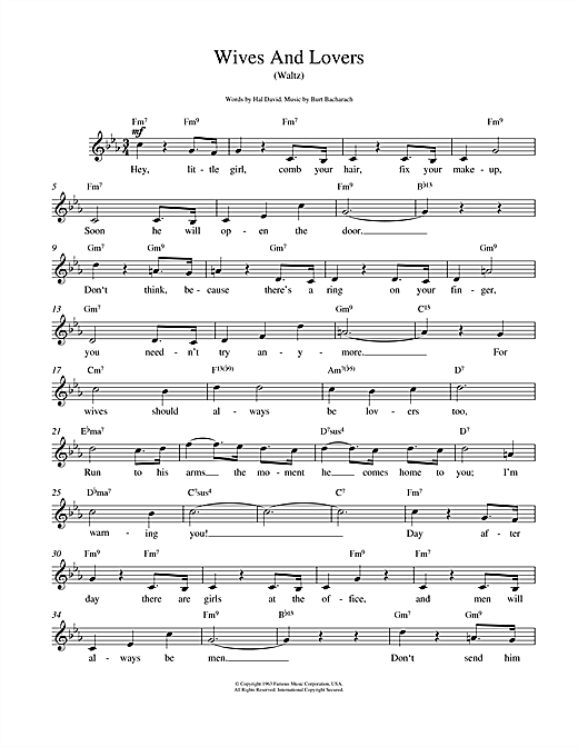 Download Bacharach & David Sheet Music and learn how to play Piano, Vocal & Guitar (Right-Hand Melody) PDF score in minutes