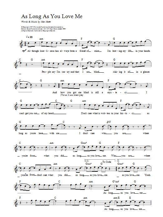Download Backstreet Boys As Long As You Love Me Sheet Music and learn how to play Keyboard PDF digital score in minutes