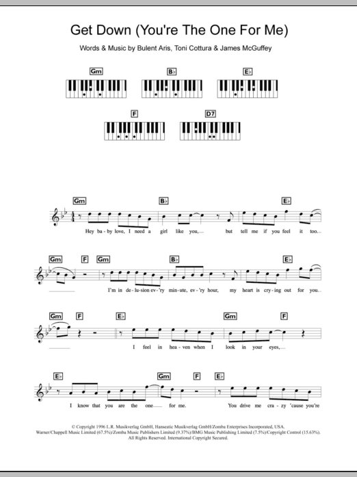 Download Backstreet Boys Get Down (You're The One For Me) Sheet Music and learn how to play Keyboard PDF digital score in minutes