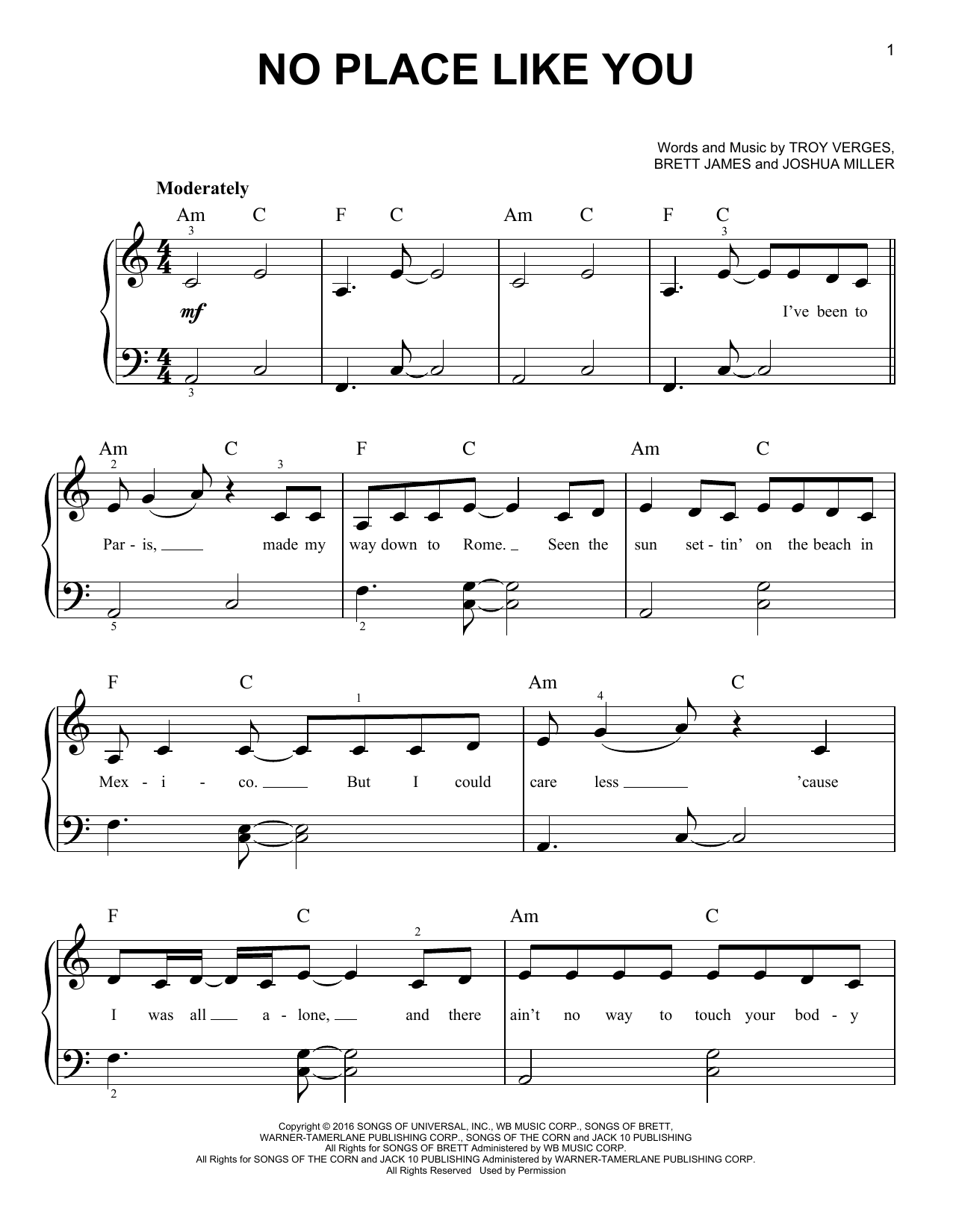 Download Backstreet Boys No Place Like You Sheet Music and learn how to play Very Easy Piano PDF digital score in minutes