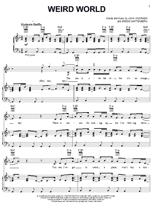 Download Backstreet Boys Weird World Sheet Music and learn how to play Piano, Vocal & Guitar (Right-Hand Melody) PDF digital score in minutes