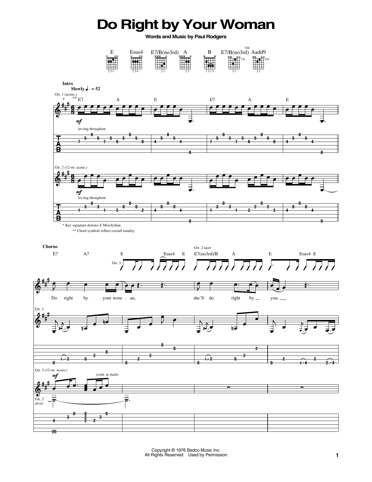 Download Bad Company Do Right By Your Woman Sheet Music and learn how to play Guitar Tab PDF digital score in minutes