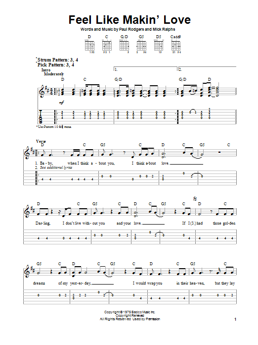 Download Bad Company Feel Like Makin' Love Sheet Music and learn how to play Real Book – Melody, Lyrics & Chords PDF digital score in minutes