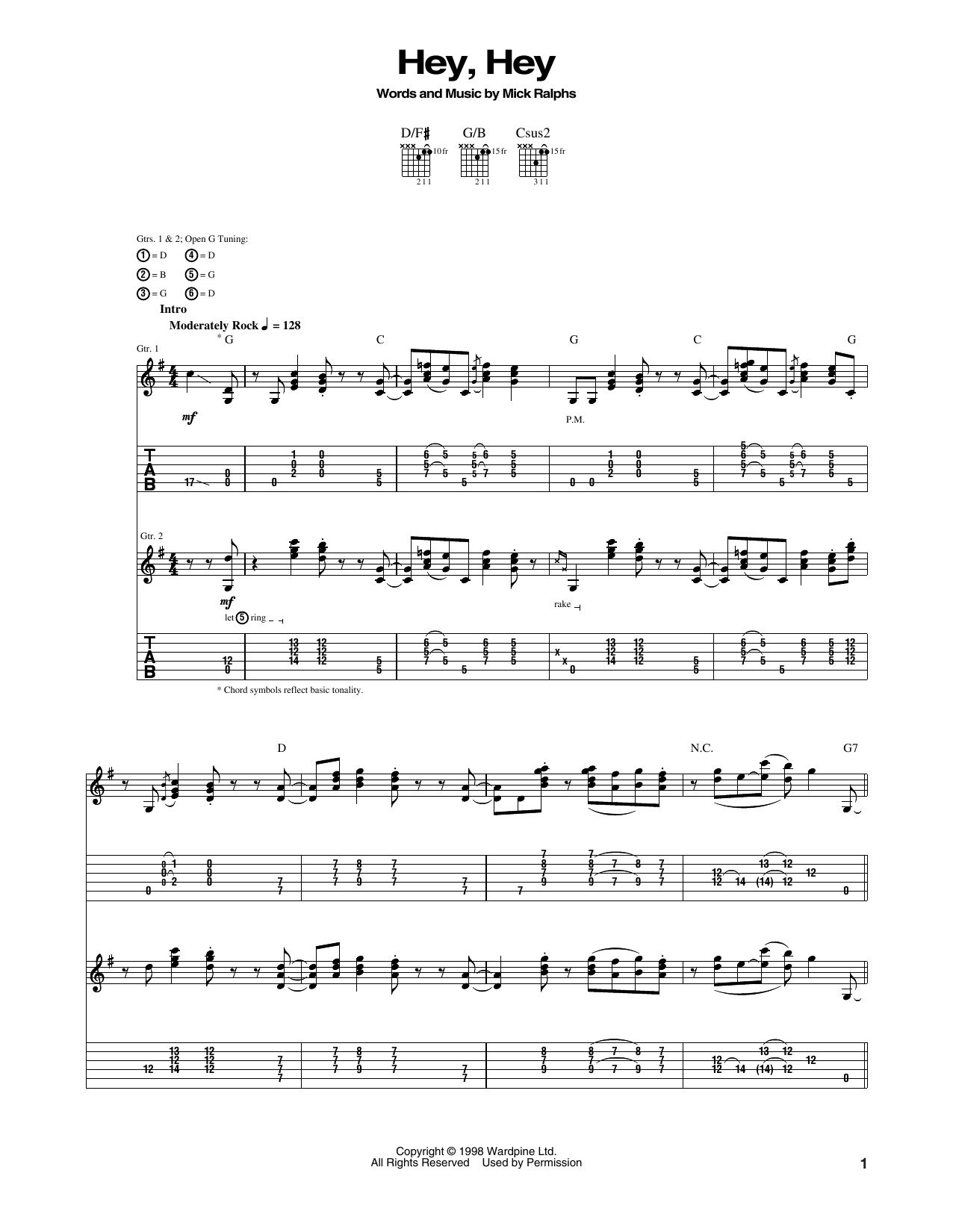 Download Bad Company Hey, Hey Sheet Music and learn how to play Guitar Tab PDF digital score in minutes