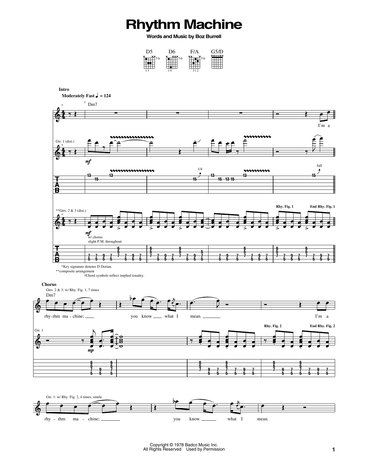 Download Bad Company Rhythm Machine Sheet Music and learn how to play Guitar Tab PDF digital score in minutes