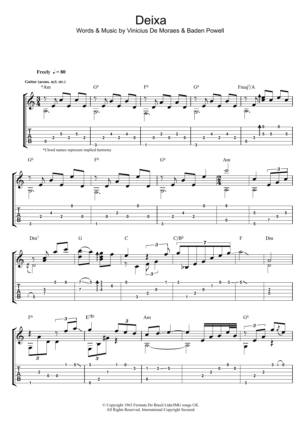 Download Baden Powell Deixa Sheet Music and learn how to play Guitar Tab PDF digital score in minutes