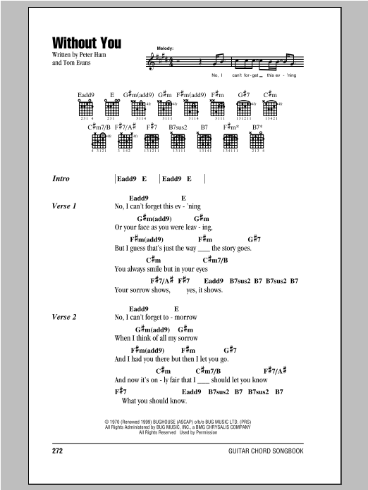 Download Badfinger Without You Sheet Music and learn how to play Clarinet PDF digital score in minutes