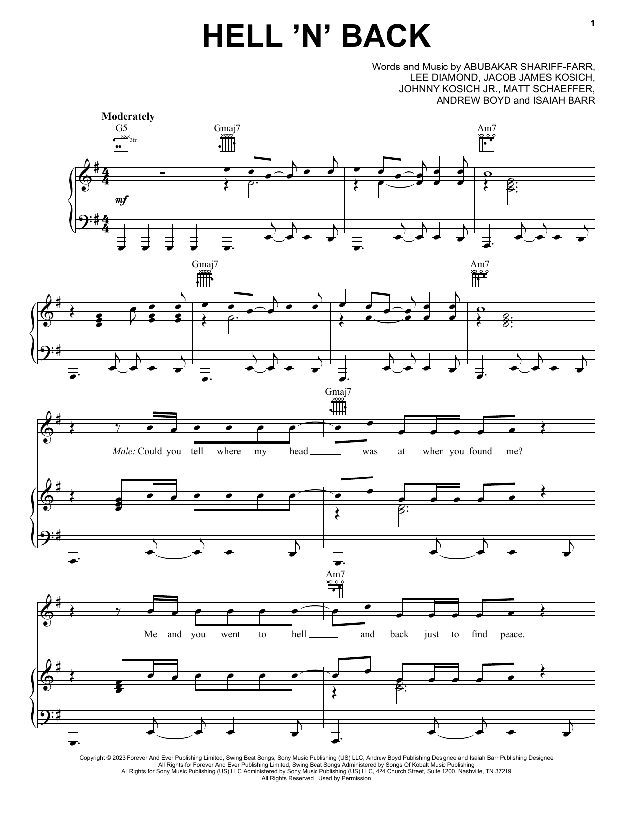 Download Bakar Hell N Back Sheet Music and learn how to play Piano, Vocal & Guitar Chords (Right-Hand Melody) PDF digital score in minutes