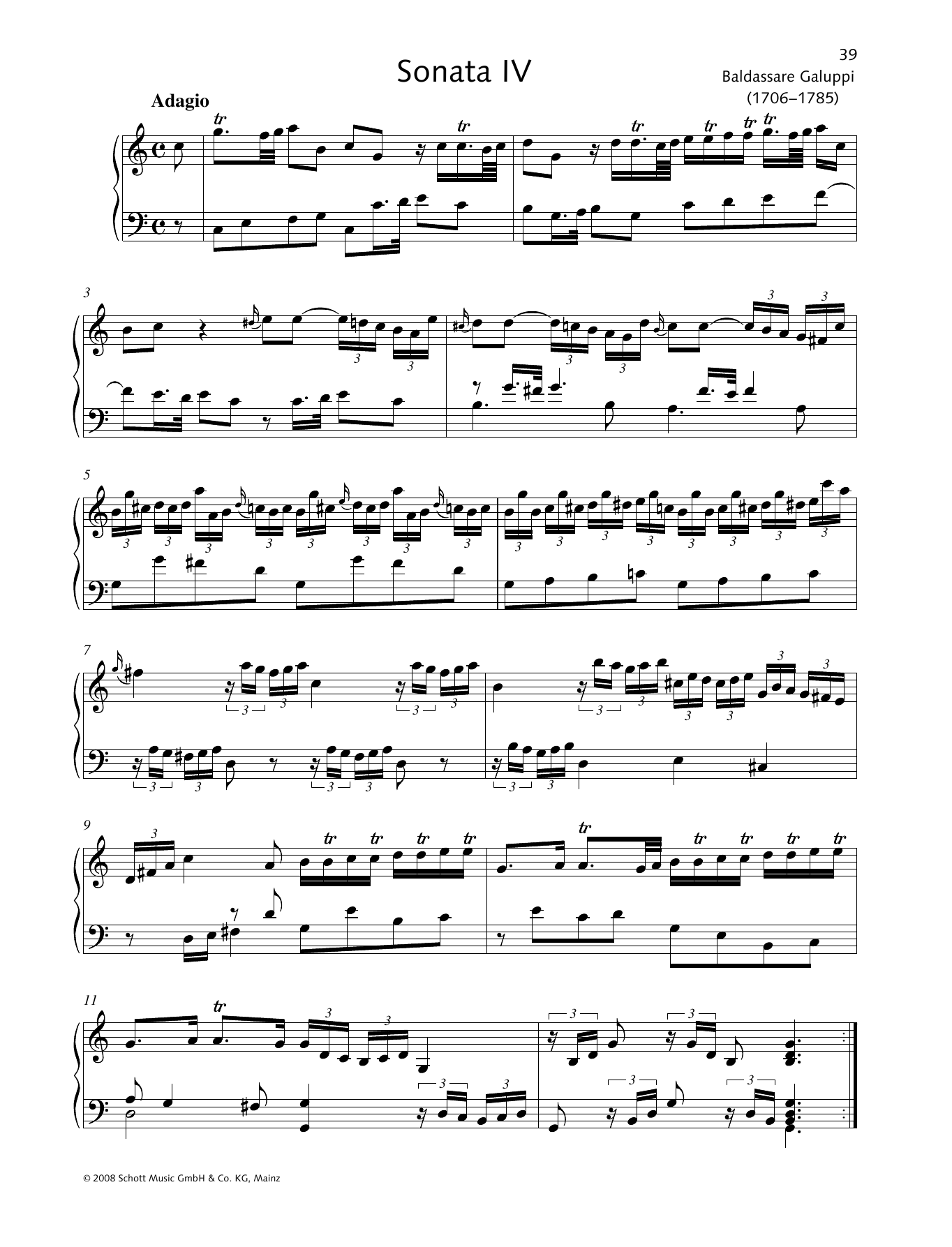 Download Baldassare Galuppi Sonata IV C major Sheet Music and learn how to play Piano Solo PDF digital score in minutes
