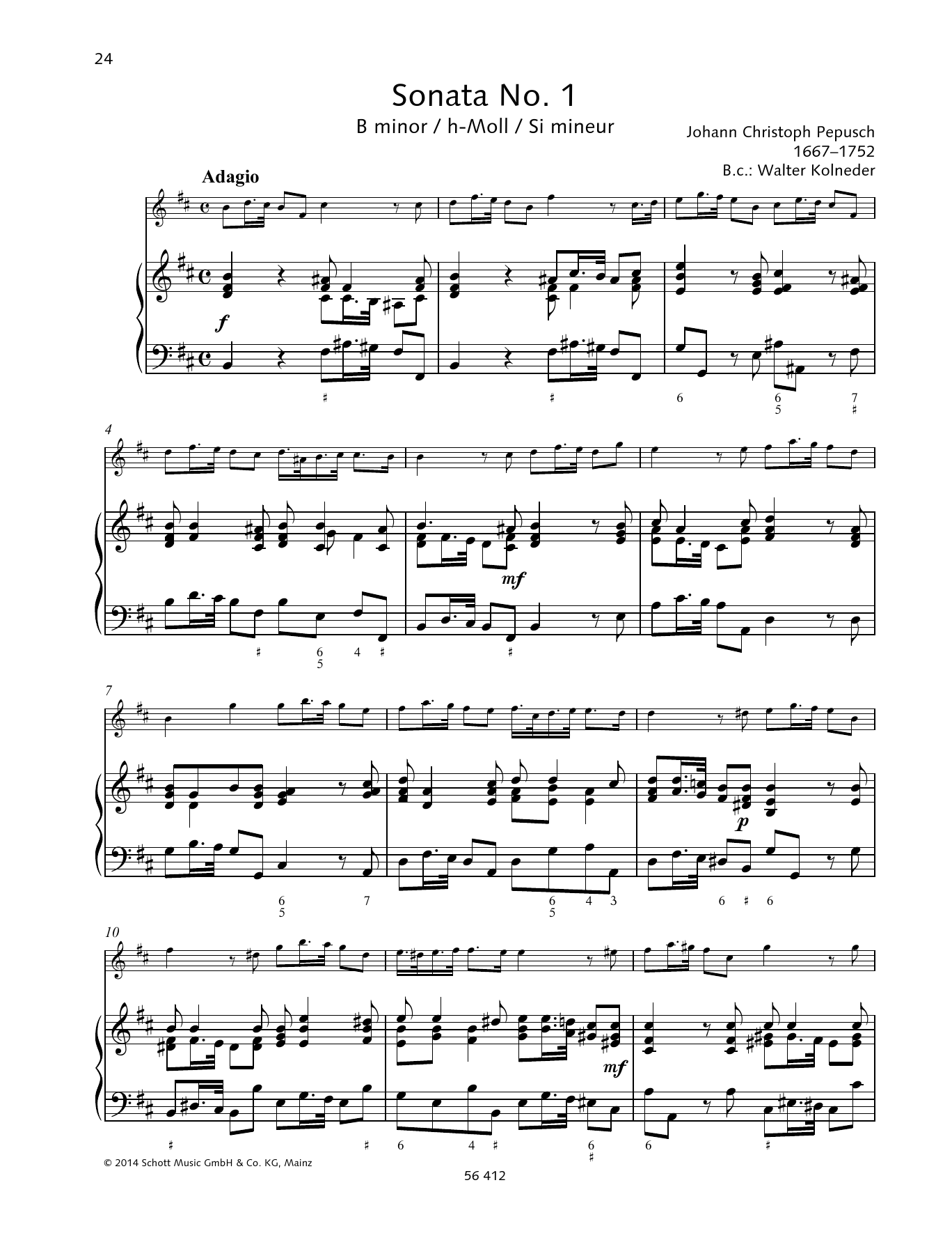 Download Baldassare Galuppi Sonata No. 1 B minor Sheet Music and learn how to play String Solo PDF digital score in minutes