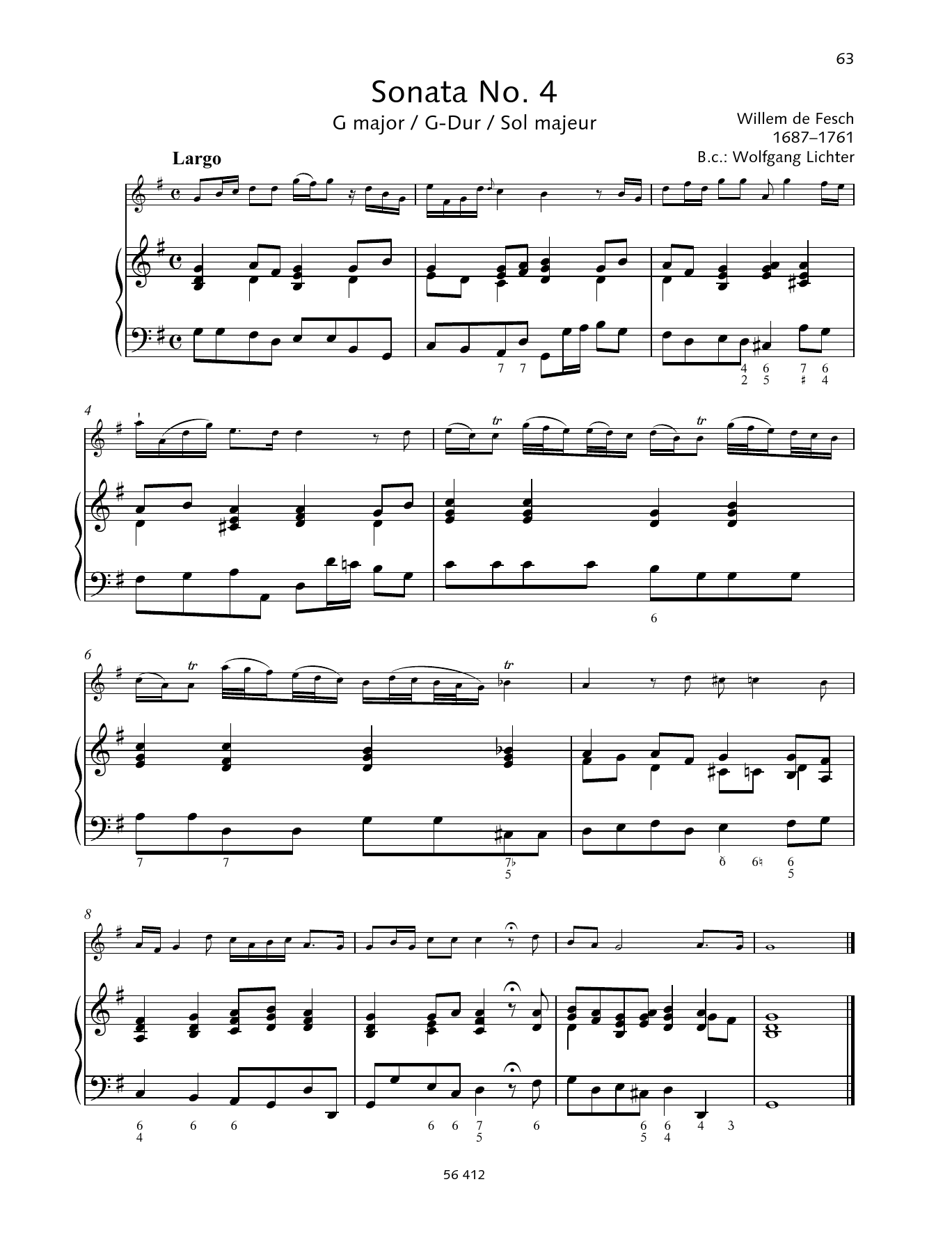 Download Baldassare Galuppi Sonata No. 4 G major Sheet Music and learn how to play String Solo PDF digital score in minutes