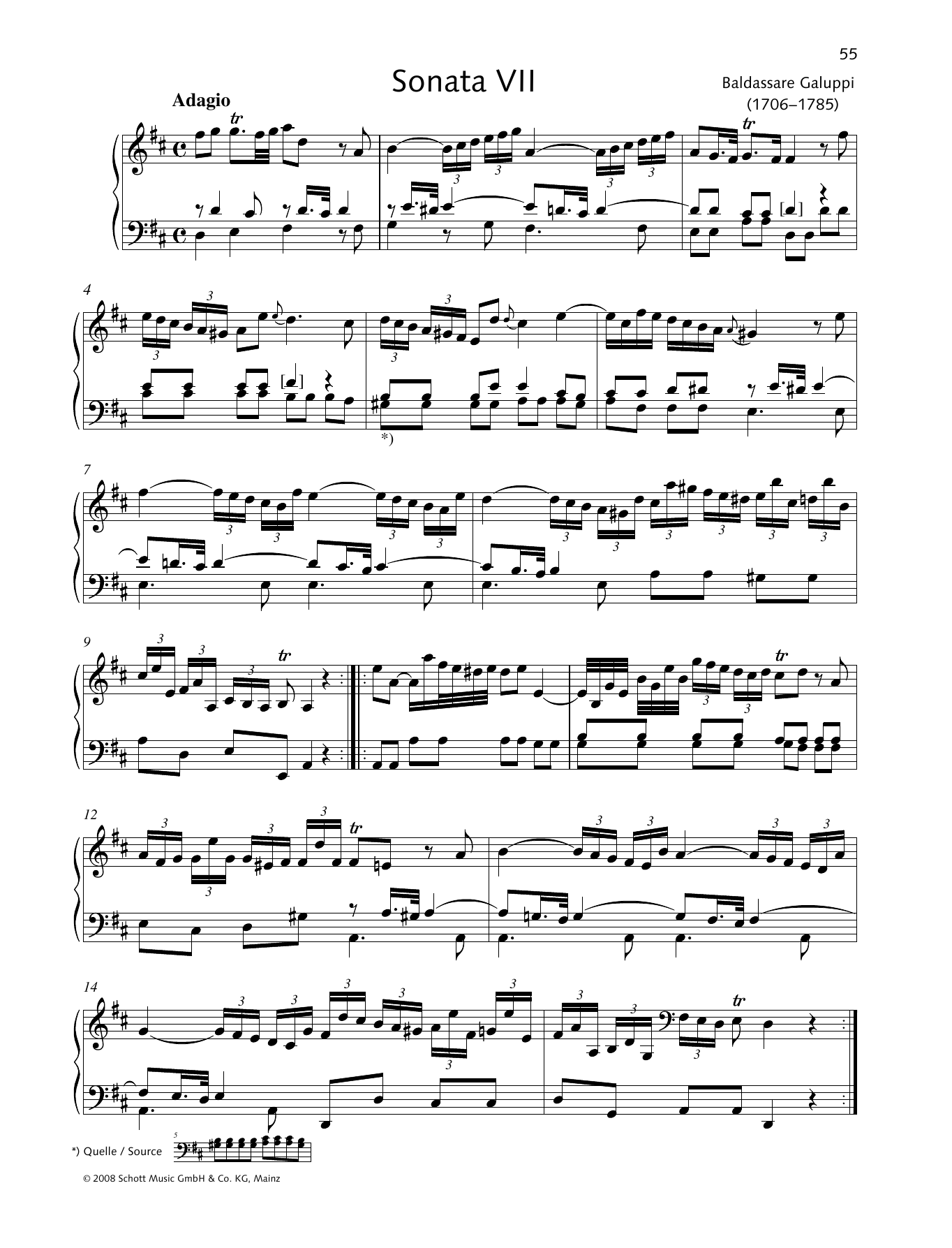 Download Baldassare Galuppi Sonata VII D major Sheet Music and learn how to play Piano Solo PDF digital score in minutes