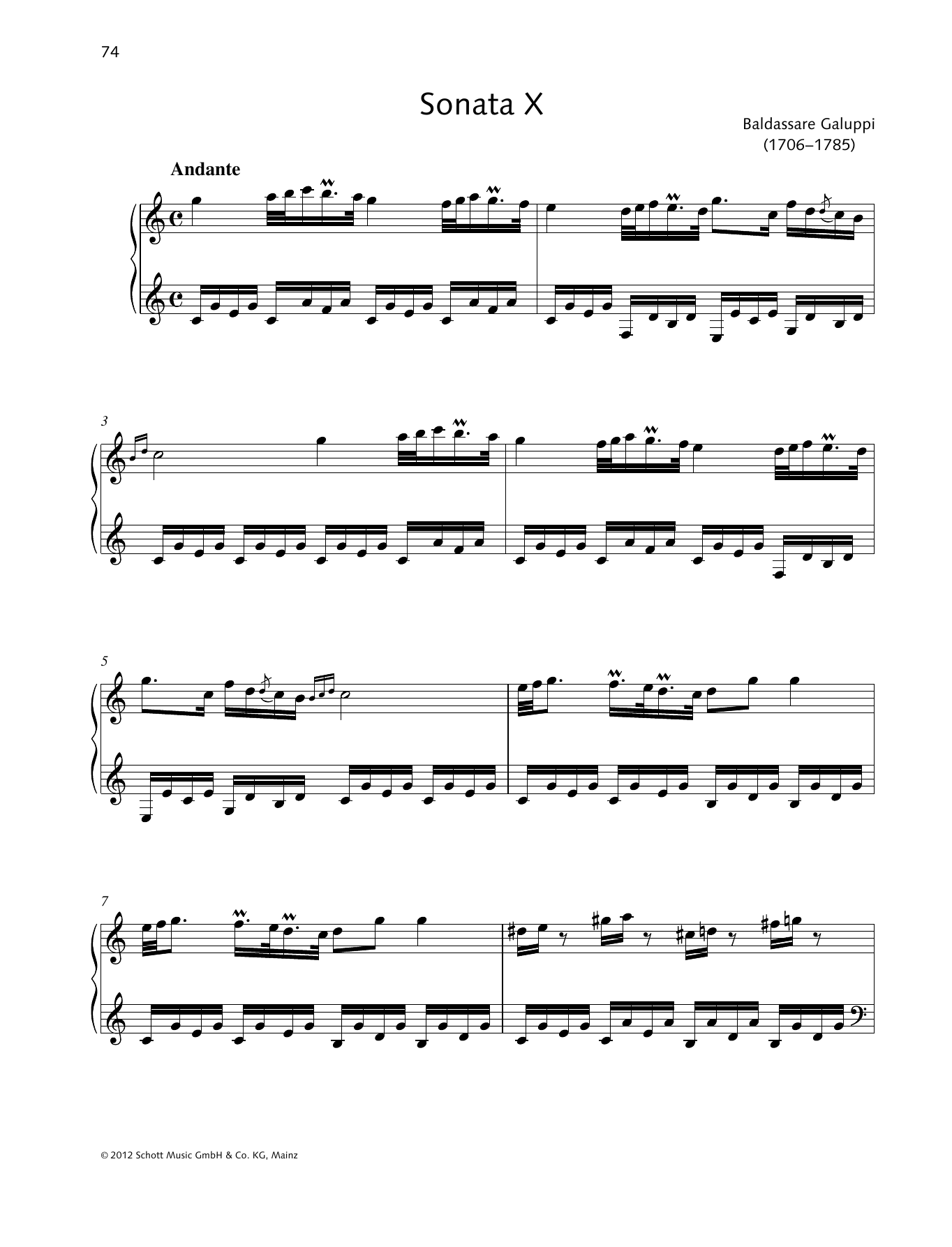 Download Baldassare Galuppi Sonata X C major Sheet Music and learn how to play Piano Solo PDF digital score in minutes