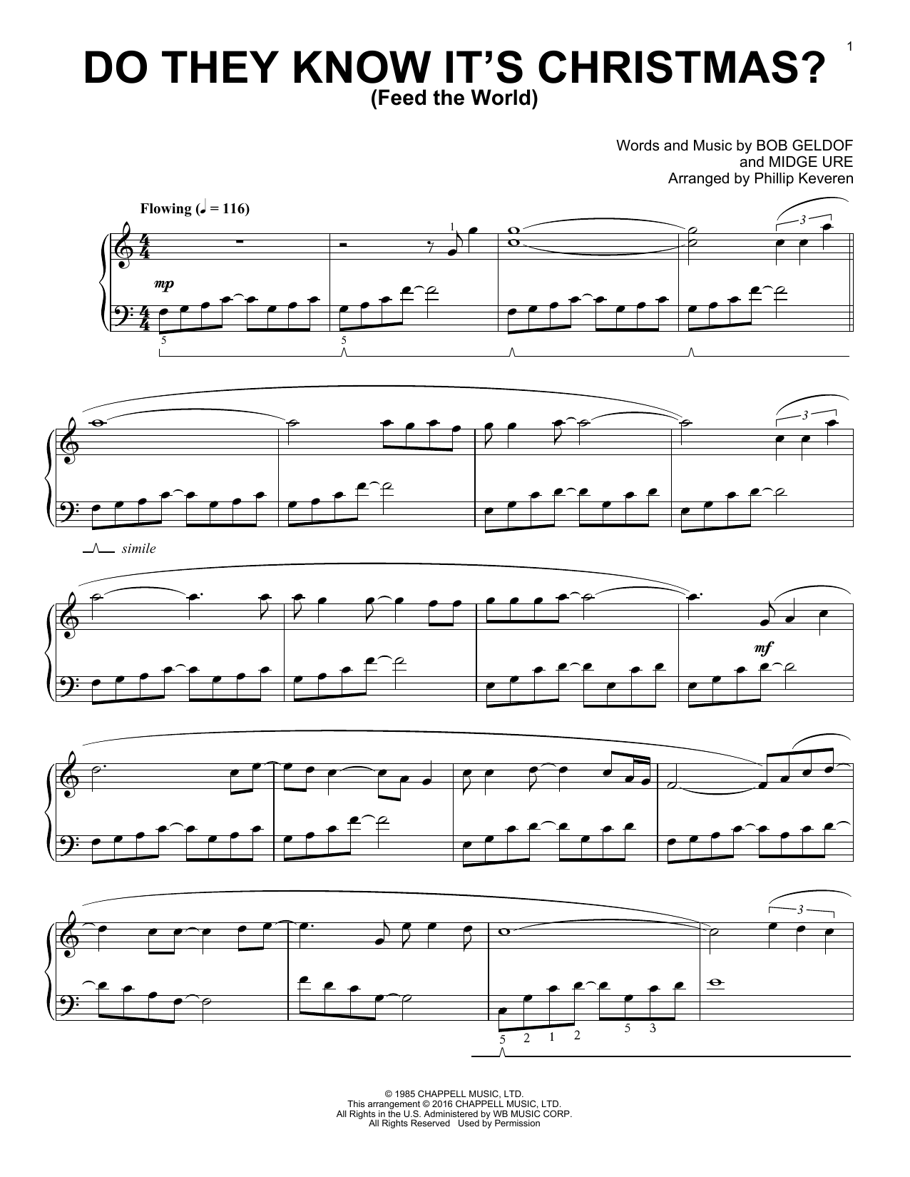 Download Phillip Keveren Do They Know It's Christmas? (Feed The World) Sheet Music and learn how to play Piano PDF digital score in minutes