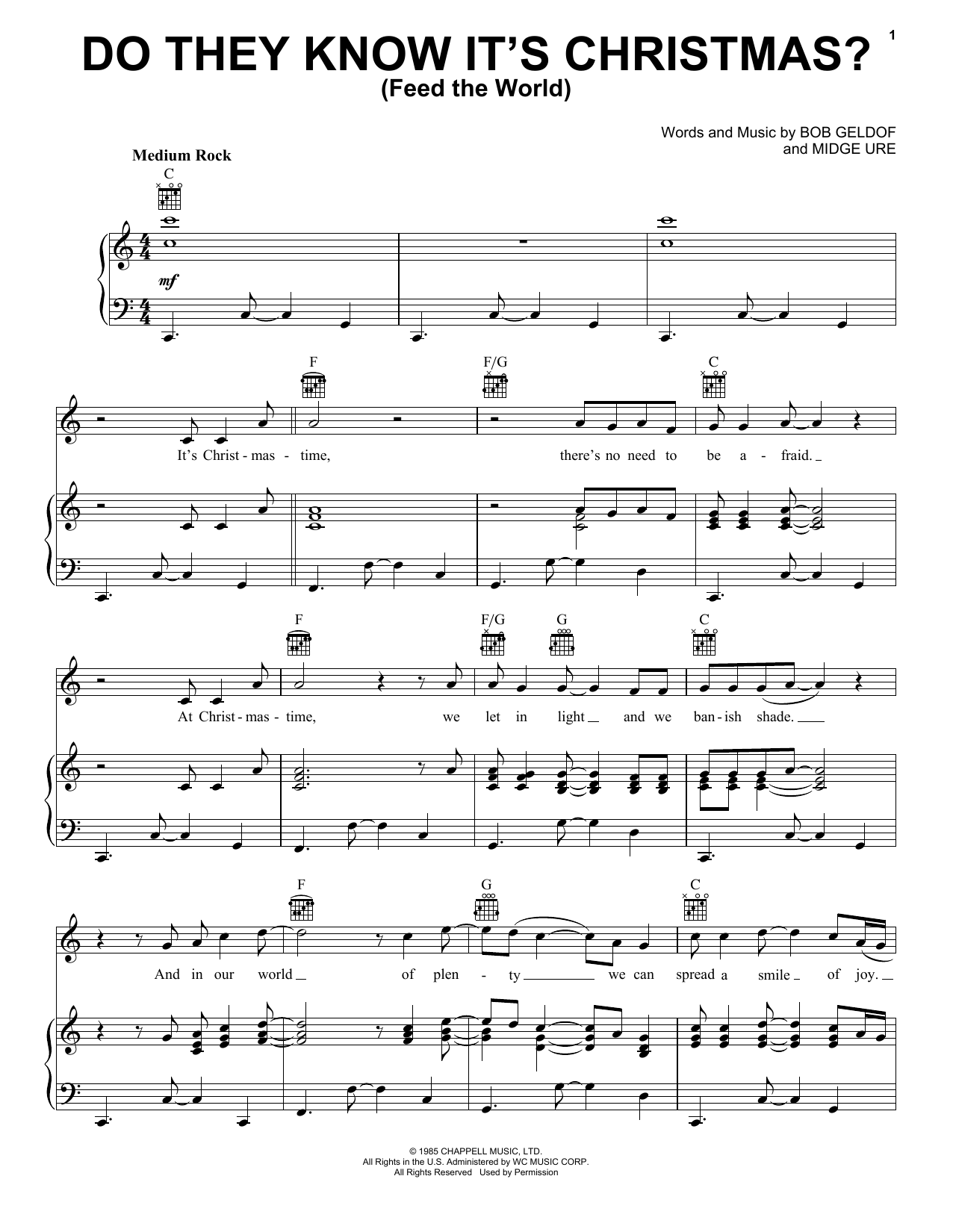 Download Band Aid Do They Know It's Christmas? Sheet Music and learn how to play Easy Guitar PDF digital score in minutes