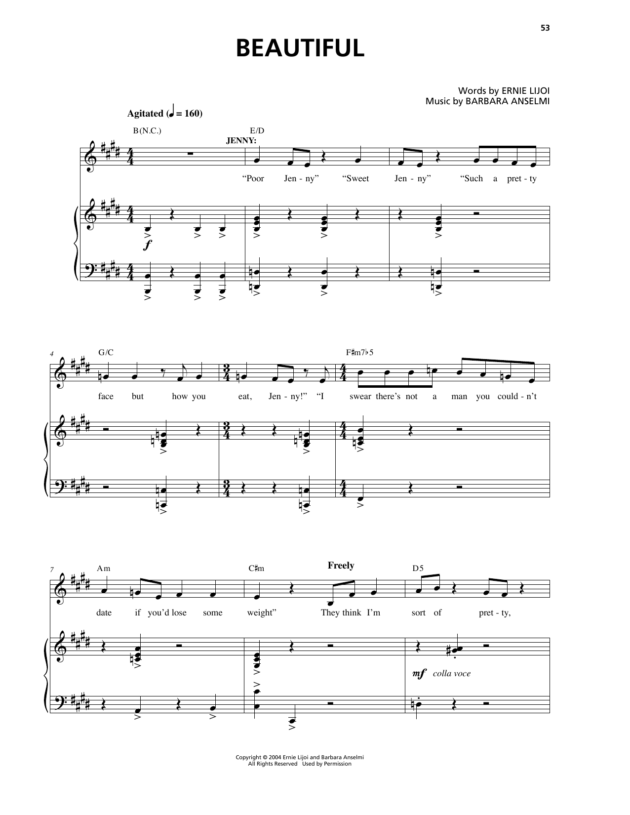 Download Barbara Anselmi & Brian Hargrove Beautiful Sheet Music and learn how to play Piano & Vocal PDF digital score in minutes