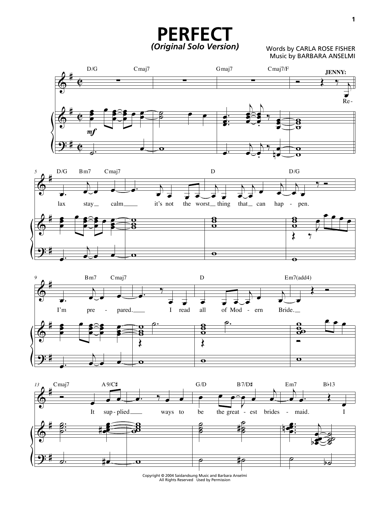 Download Lisa Howard Perfect (Original Solo Version) Sheet Music and learn how to play Piano & Vocal PDF digital score in minutes