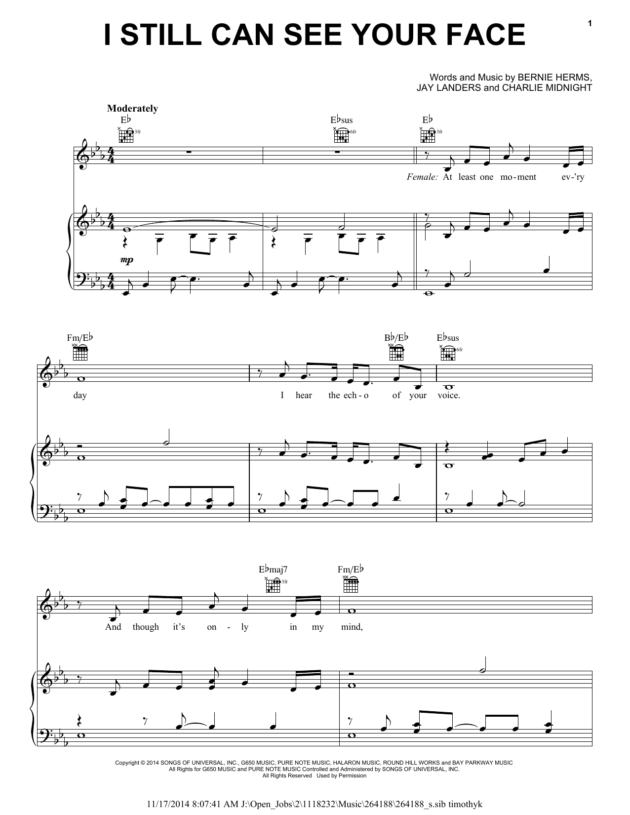 Download Barbra Streisand and Andrea Bocelli I Still Can See Your Face Sheet Music and learn how to play Piano, Vocal & Guitar (Right-Hand Melody) PDF digital score in minutes