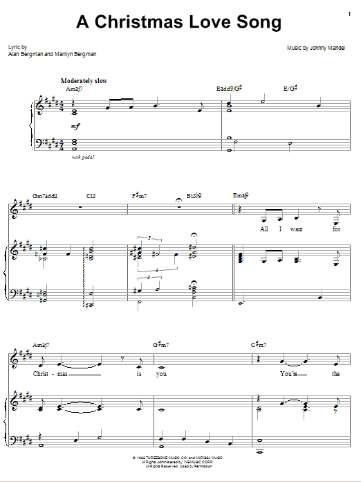 Download Barbra Streisand A Christmas Love Song Sheet Music and learn how to play Piano, Vocal & Guitar (Right-Hand Melody) PDF digital score in minutes