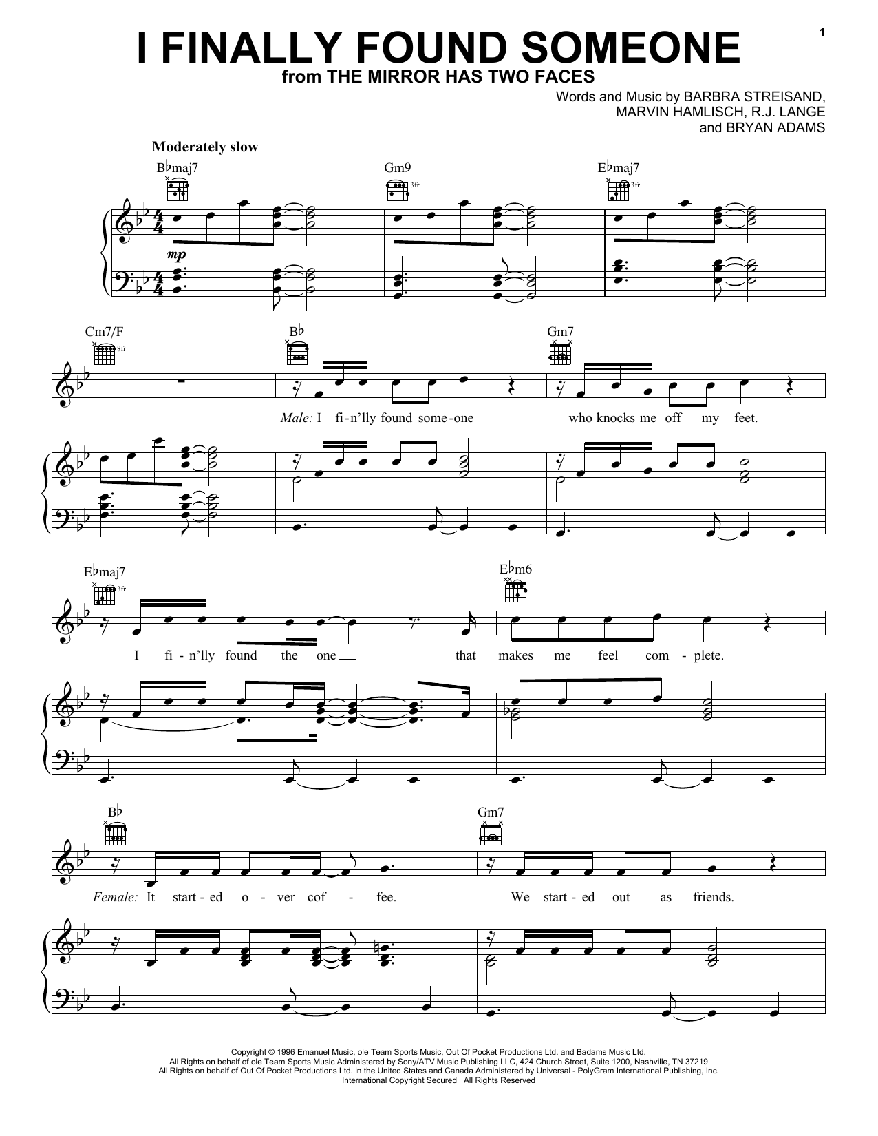 Download Barbra Streisand and Bryan Adams I Finally Found Someone Sheet Music and learn how to play Cello PDF digital score in minutes