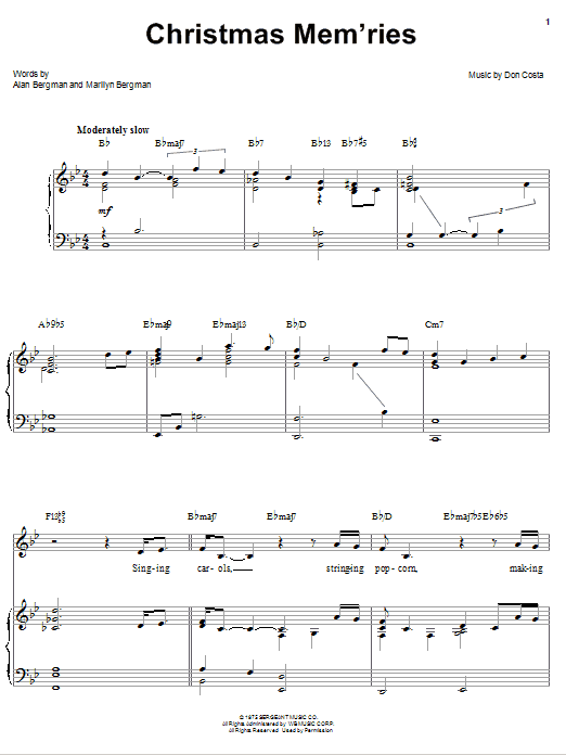 Download Barbra Streisand Christmas Mem'ries Sheet Music and learn how to play Piano, Vocal & Guitar (Right-Hand Melody) PDF digital score in minutes