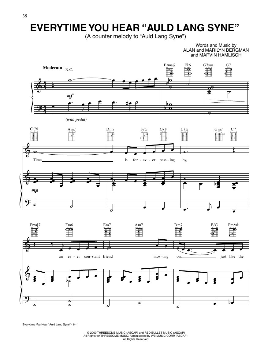 Download Barbra Streisand Everytime You Hear Auld Lang Syne Sheet Music and learn how to play Piano, Vocal & Guitar Chords (Right-Hand Melody) PDF digital score in minutes