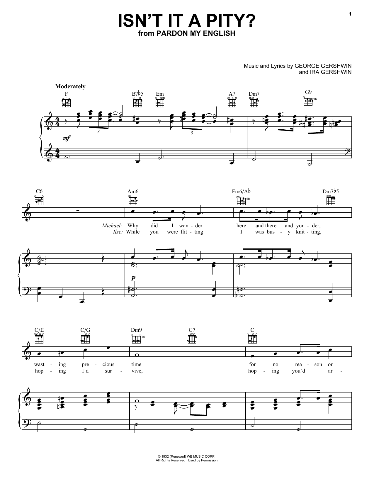 Download Barbra Streisand Isn't It A Pity? Sheet Music and learn how to play Piano, Vocal & Guitar (Right-Hand Melody) PDF digital score in minutes