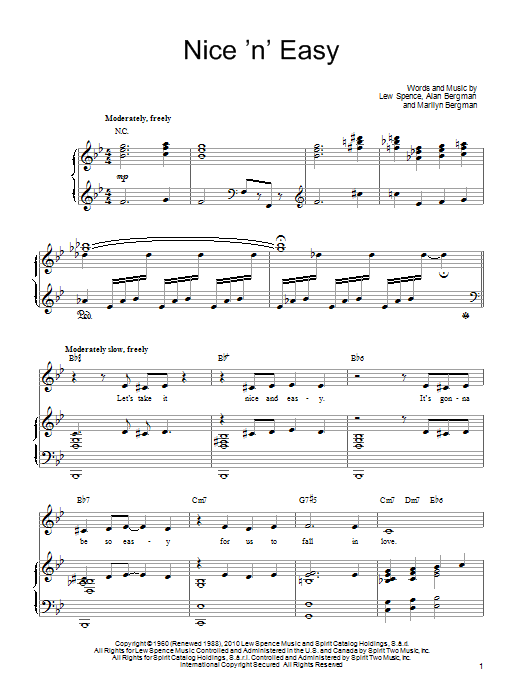 Download Barbra Streisand Nice 'n' Easy Sheet Music and learn how to play Piano, Vocal & Guitar (Right-Hand Melody) PDF digital score in minutes
