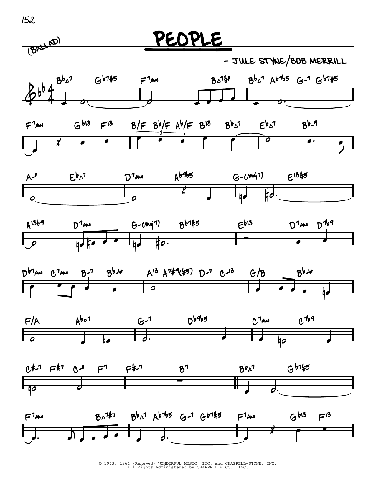 Download Barbra Streisand People (arr. David Hazeltine) Sheet Music and learn how to play Real Book – Enhanced Chords PDF digital score in minutes