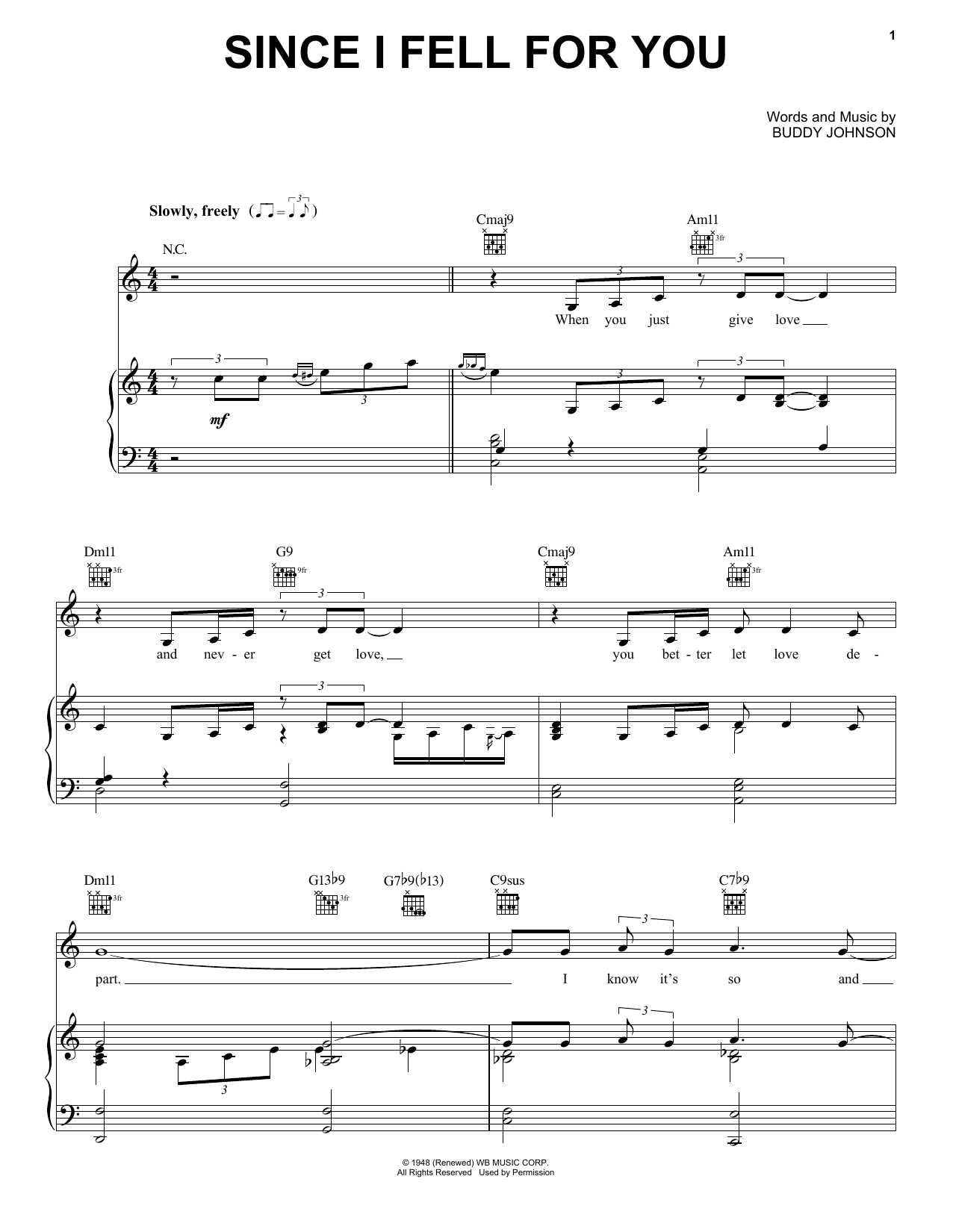 Download Barbra Streisand Since I Fell For You Sheet Music and learn how to play Piano, Vocal & Guitar (Right-Hand Melody) PDF digital score in minutes