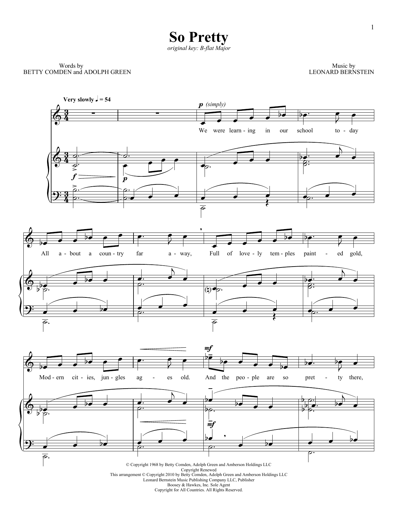 Download Barbra Streisand So Pretty Sheet Music and learn how to play Piano & Vocal PDF digital score in minutes