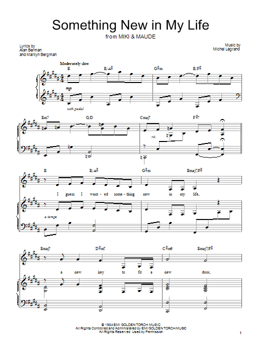 Download Barbra Streisand Something New In My Life Sheet Music and learn how to play Piano, Vocal & Guitar (Right-Hand Melody) PDF digital score in minutes