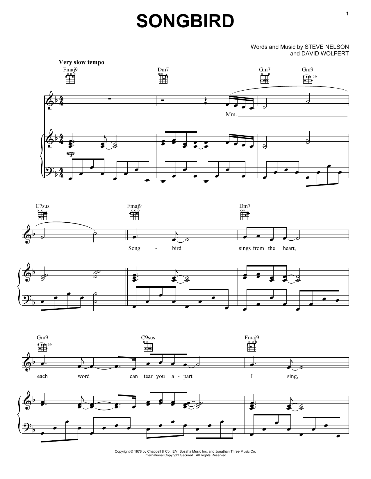 Download Barbra Streisand Songbird Sheet Music and learn how to play Piano, Vocal & Guitar Chords (Right-Hand Melody) PDF digital score in minutes
