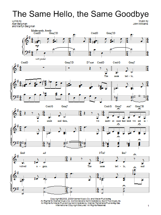 Download Barbra Streisand The Same Hello, The Same Goodbye Sheet Music and learn how to play Piano, Vocal & Guitar (Right-Hand Melody) PDF digital score in minutes
