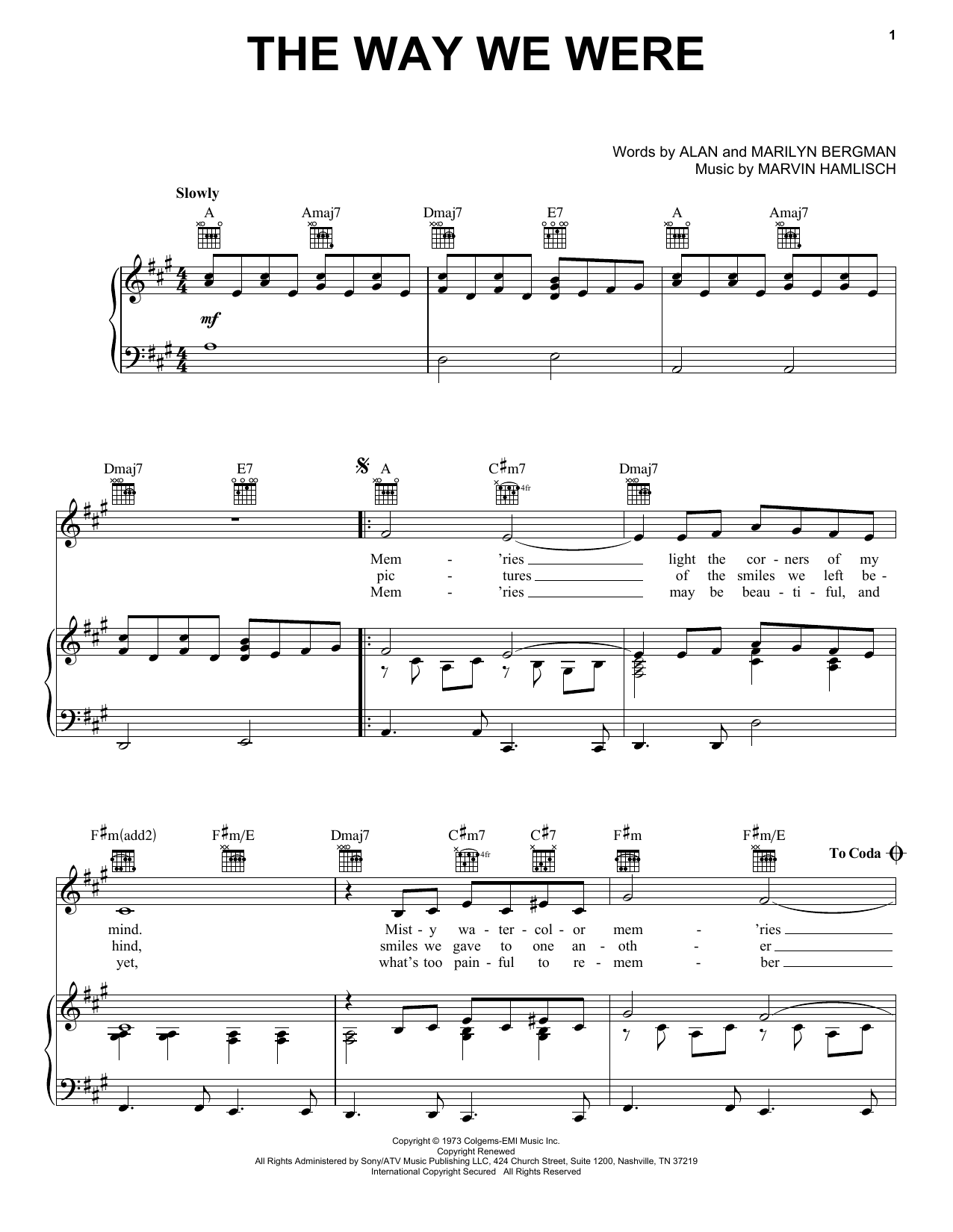 Download Barbra Streisand Sheet Music and learn how to play Piano, Vocal & Guitar (Right-Hand Melody) PDF score in minutes