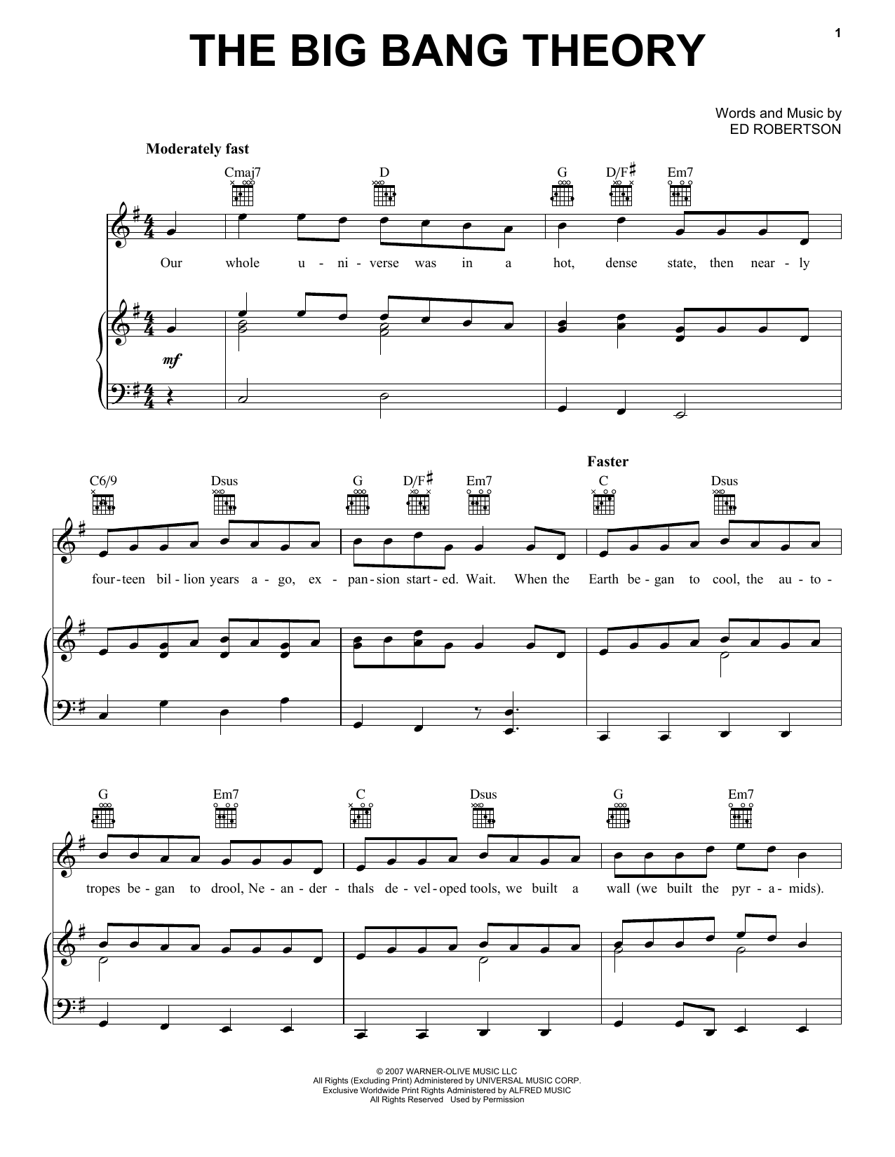 Download Barenaked Ladies The Big Bang Theory Sheet Music and learn how to play Very Easy Piano PDF digital score in minutes