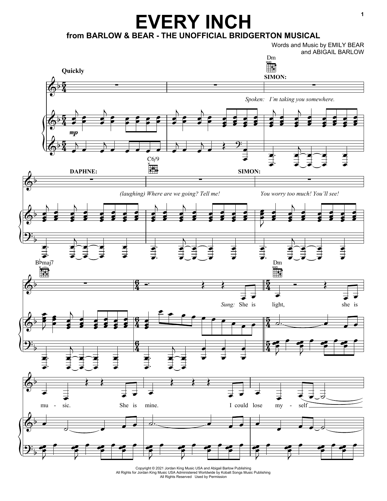 Download Barlow & Bear Every Inch (from The Unofficial Bridgerton Musical) Sheet Music and learn how to play Piano, Vocal & Guitar Chords (Right-Hand Melody) PDF digital score in minutes