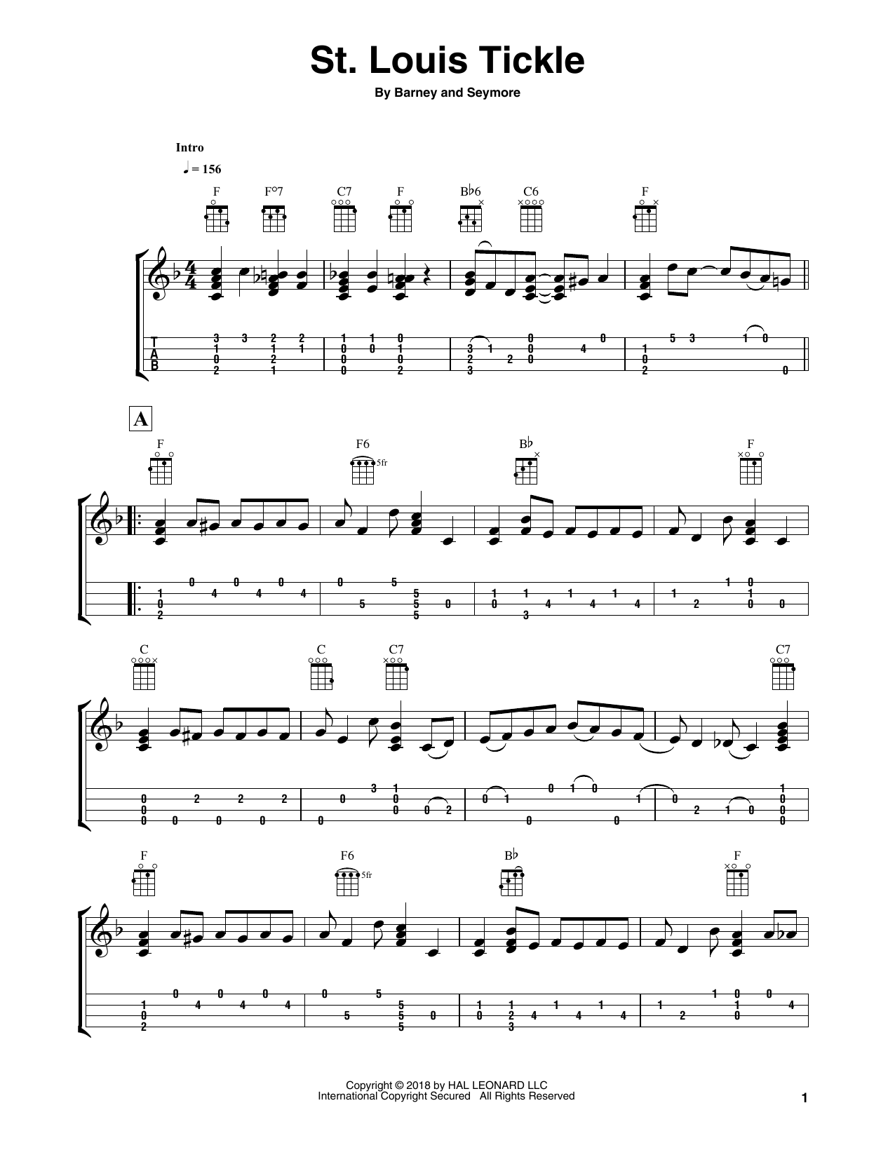 Download Fred Sokolow St. Louis Tickle Sheet Music and learn how to play Easy Ukulele Tab PDF digital score in minutes