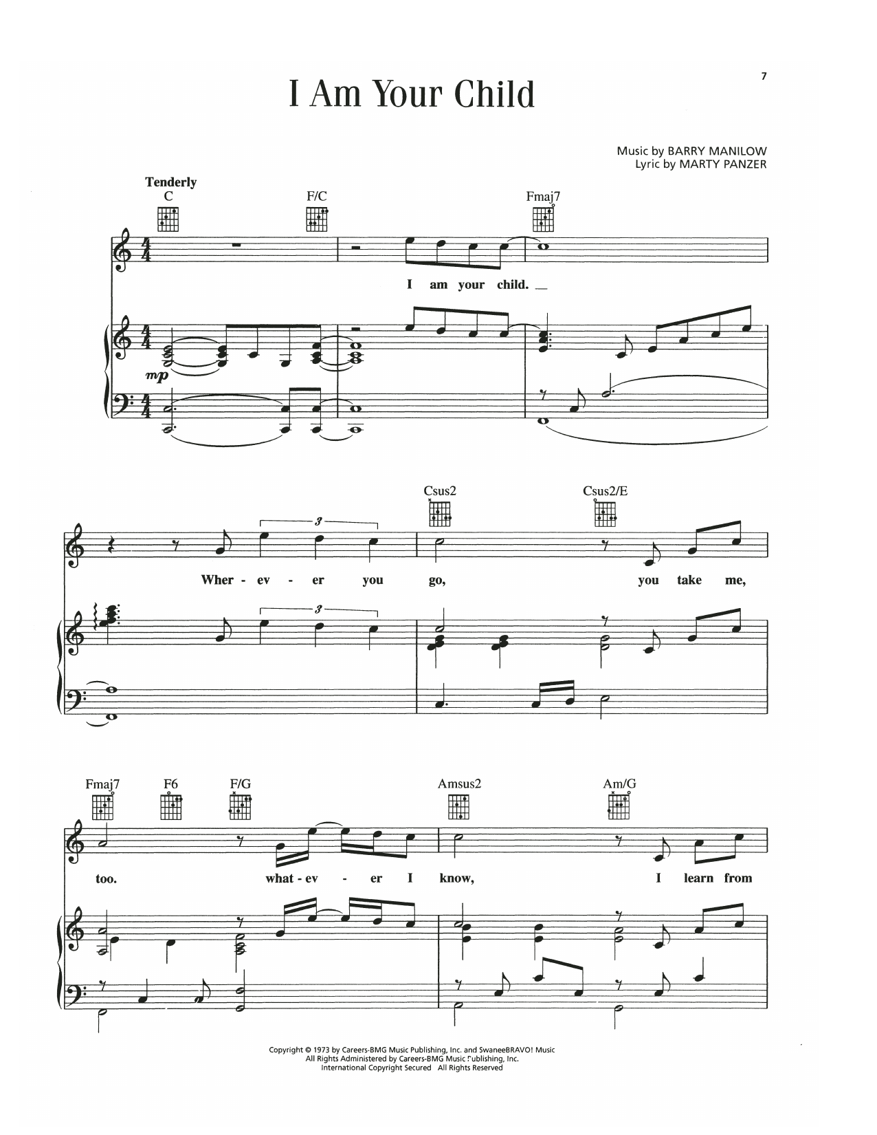 Download Barry Manilow I Am Your Child Sheet Music and learn how to play Piano, Vocal & Guitar Chords (Right-Hand Melody) PDF digital score in minutes
