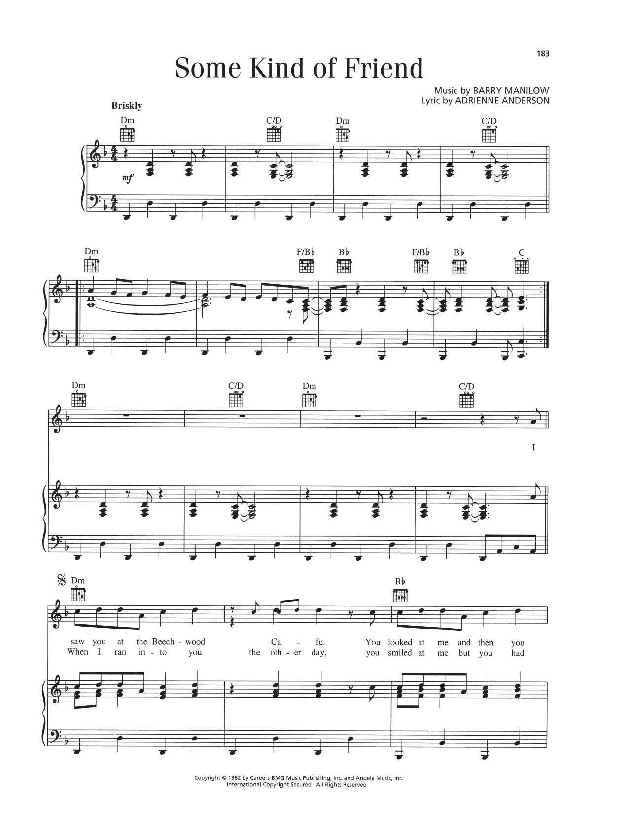 Download Barry Manilow Some Kind Of Friend Sheet Music and learn how to play Piano, Vocal & Guitar Chords (Right-Hand Melody) PDF digital score in minutes
