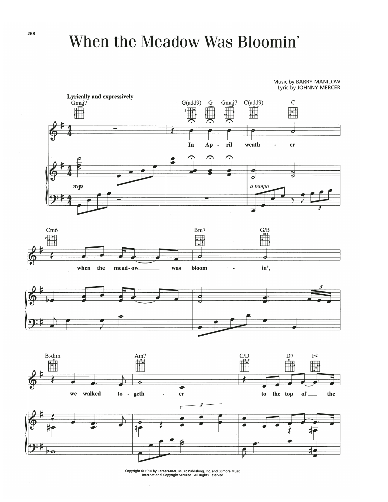 Download Barry Manilow When The Meadow Was Bloomin' Sheet Music and learn how to play Piano, Vocal & Guitar Chords (Right-Hand Melody) PDF digital score in minutes