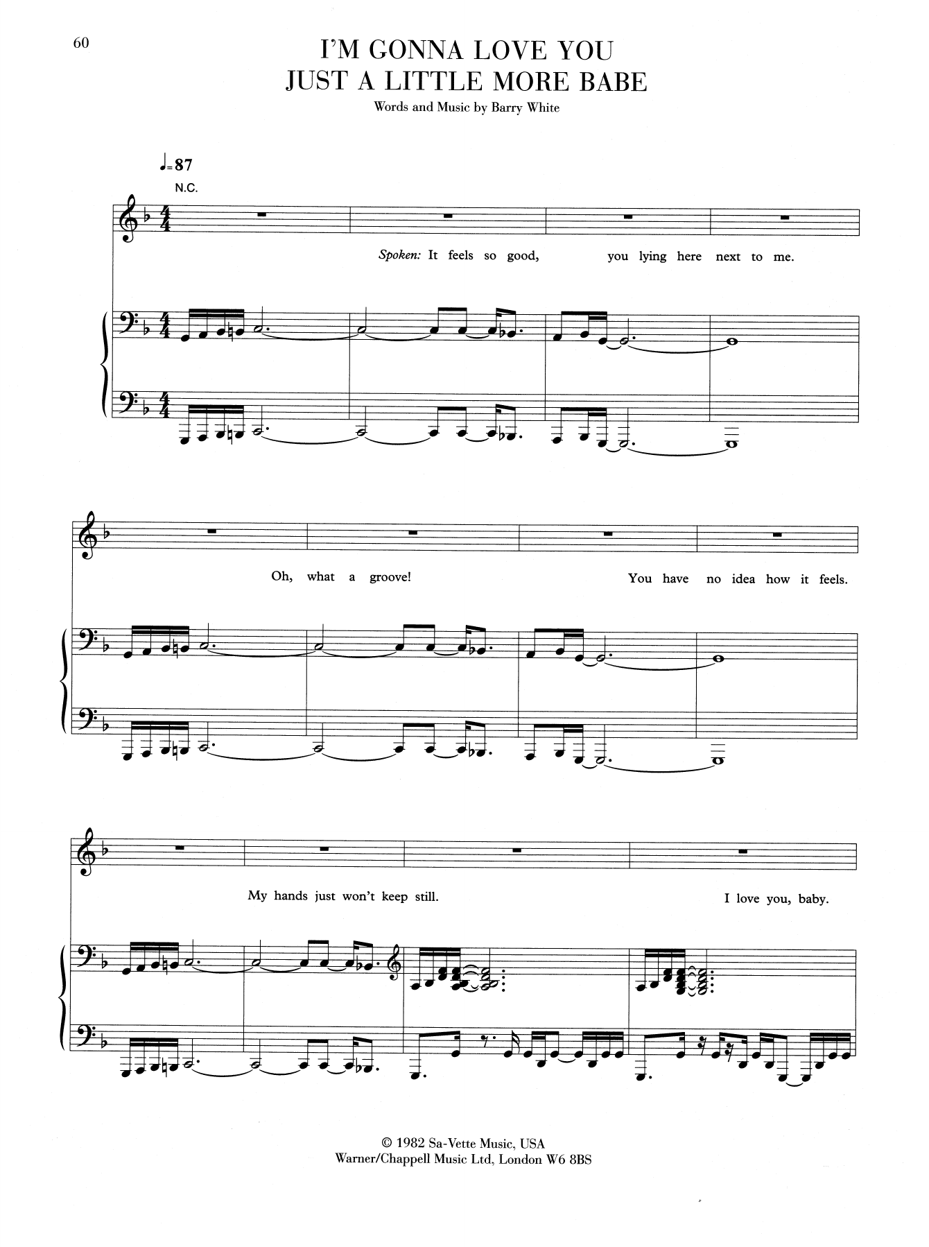Download Barry White I'm Gonna Love You Just A Little Bit More Babe Sheet Music and learn how to play Piano, Vocal & Guitar (Right-Hand Melody) PDF digital score in minutes