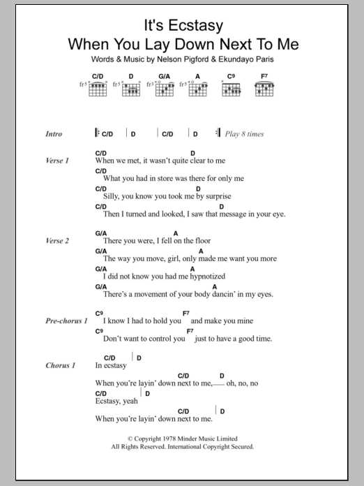 Download Barry White It's Ecstasy When You Lay Down Next To Me Sheet Music and learn how to play Lyrics & Chords PDF digital score in minutes