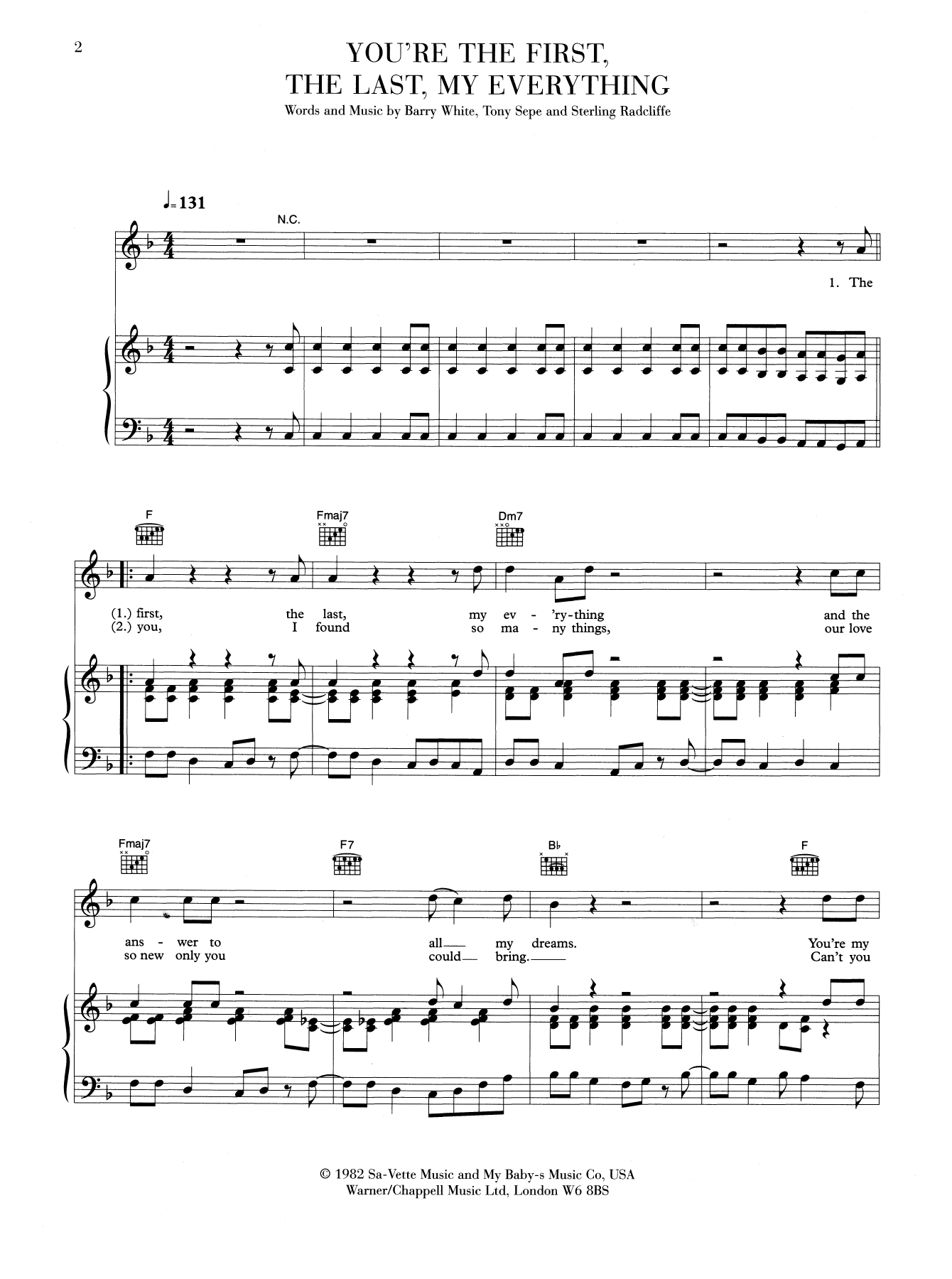 Download Barry White You're The First, The Last, My Everything Sheet Music and learn how to play Guitar Chords/Lyrics PDF digital score in minutes