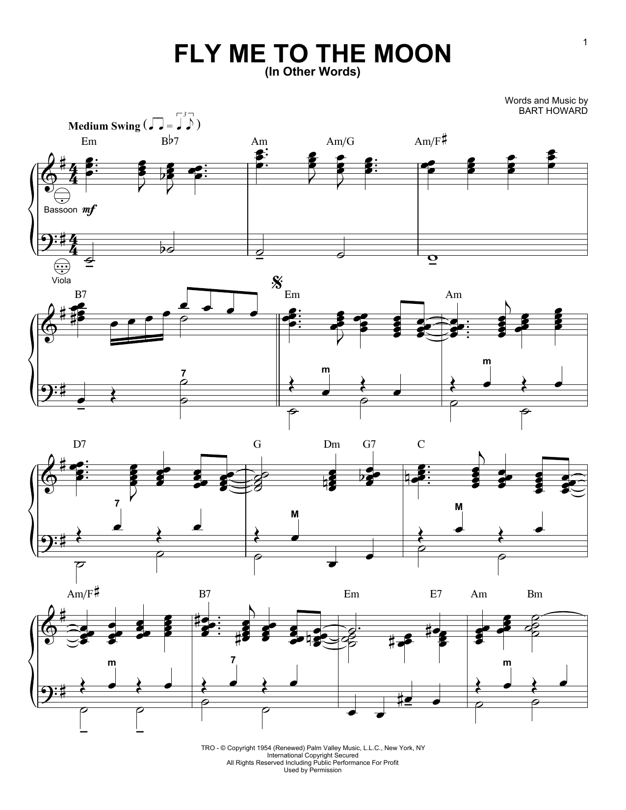 Download Bart Howard Fly Me To The Moon (In Other Words) (arr. Gary Meisner) Sheet Music and learn how to play Accordion PDF digital score in minutes
